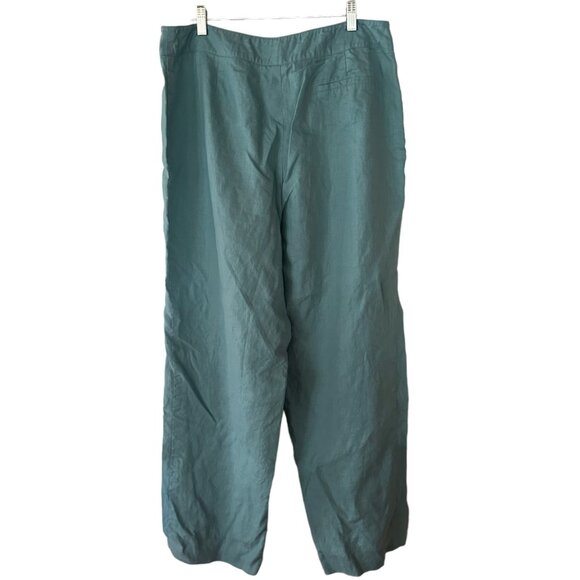 Rafaella Linen Pants Aqua Size 16 Lined Casual Trousers High Waist Taper - Picture 2 of 6